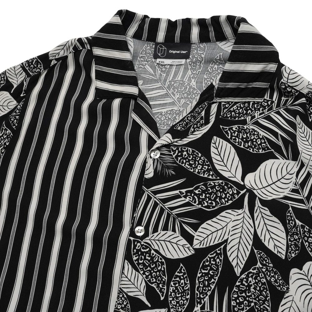 Original Use Camp Shirt Mens XXL Black Tropical Leaf Rayon Hawaiian